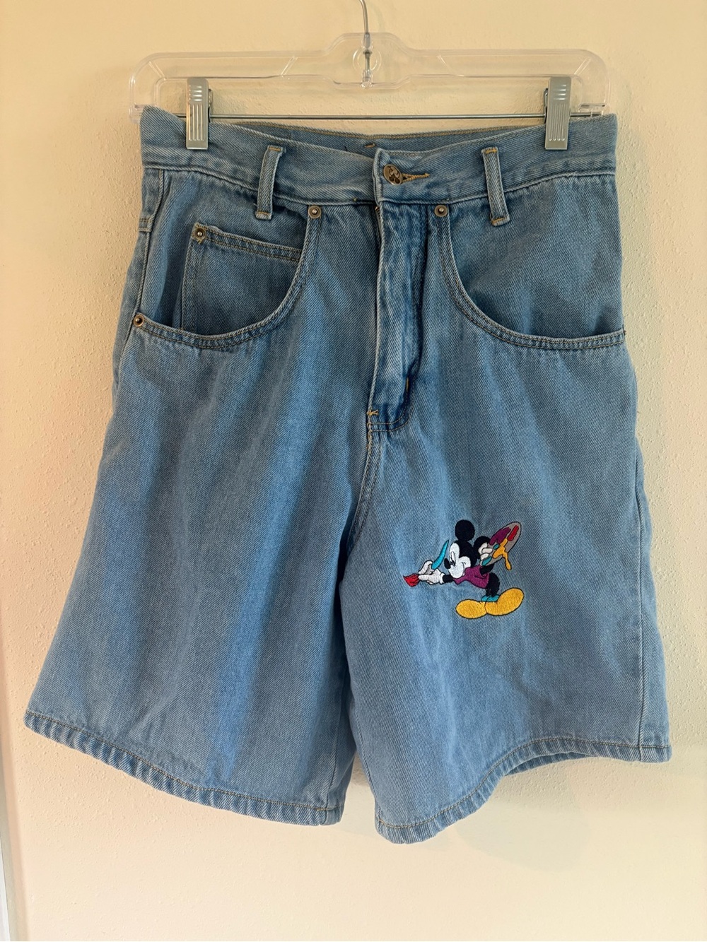VTG 90s Mickey Unlimited Jerry Leigh Denim Shorts Painter Mickey Size S